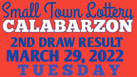 STL CALABARZON MARCH 29, 2022 LIVE 2ND DRAW .